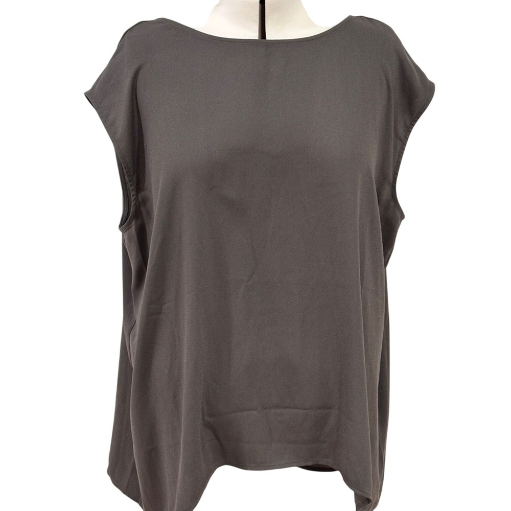 Halogen‎ V-Back Sleeveless Blouse Strap Detail 3X Grey Career Top Travel Office